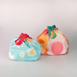 Borsa Porta Pranzo Fantasia Fiori - Azzurro Storage Box & Organizer