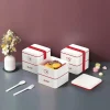 New Porta Pranzo Hello Kitty Apple Due Piani Con Posate Storage Box & Organizer
